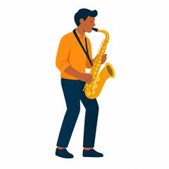 Fototapeta premium Musician Playing Saxophone with Jazz Music Performance and Entertainment