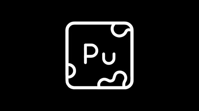 Plutonium element symbol Pu with atomic number 94 on a black background