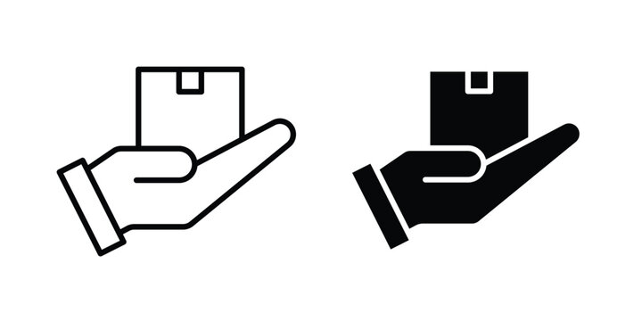 Hand holding box icon graphics, editable stroke linear icon, eps 10
