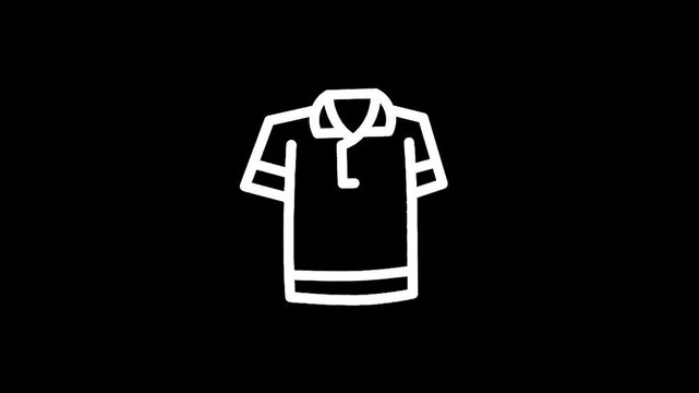 Simple white outline icon of a polo shirt on a black background