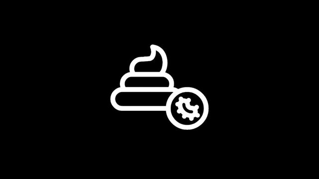Icon representing fecal matter with a germ or bacteria symbol inside a circle