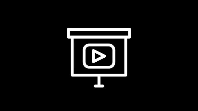 Presentation screen with play button icon for online video content and digital media