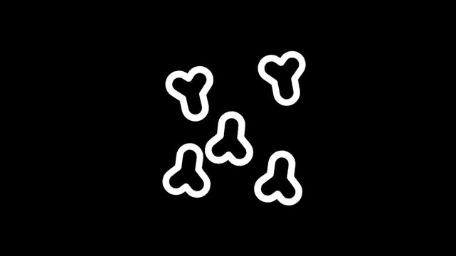 Simple white stylized bones scattered on a black background, minimalist design