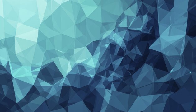 Faceted abstract design with triangular crystal-like shapes in various blue shades, AI generated
