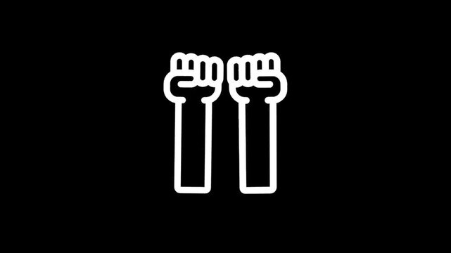 Symbol of solidarity and resistance with two crossed fists on a black background