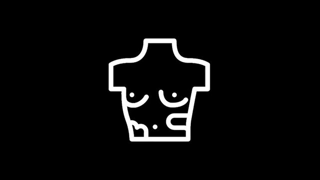 Stylized icon of a human torso with skin conditions and visible breasts