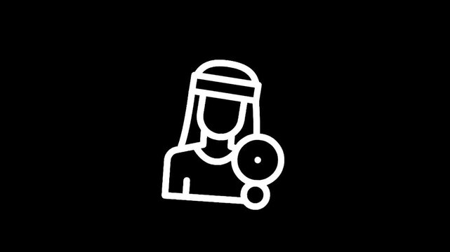 Icon of a woman with a headband lifting weights, representing fitness and strength training