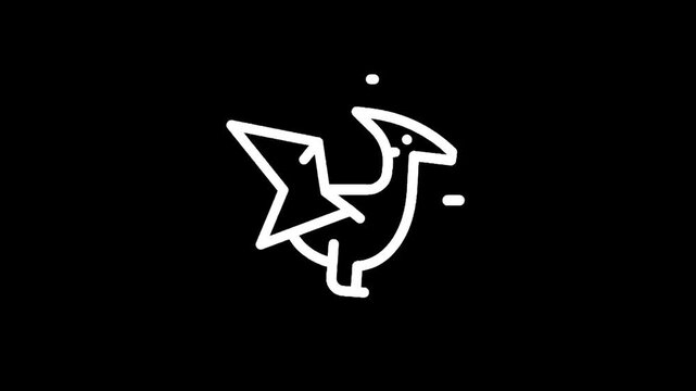 Stylized white outline of a pterodactyl on a black background, simple and modern