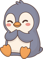 Fototapeta premium Cute Cartoon Penguin is sitting Illustration vector shape