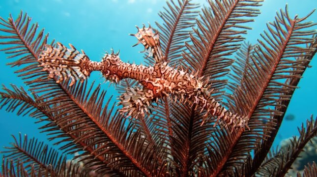 Ornate Ghost Pipefish Perched on Coral