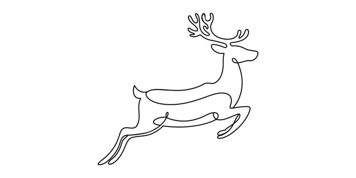 Continuous single line drawing of a jumping deer