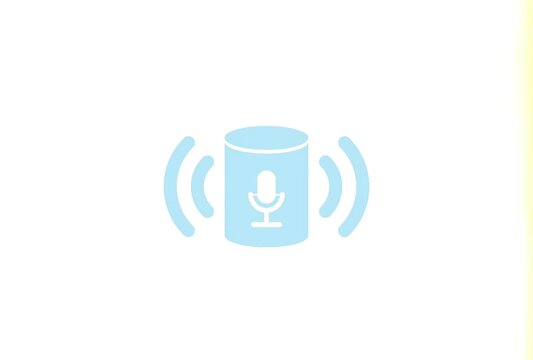 Vector illustration of a modern smart speaker, signifying an auditory interface for voice assistant technology, enabling intuitive digital commands and connected communication systems