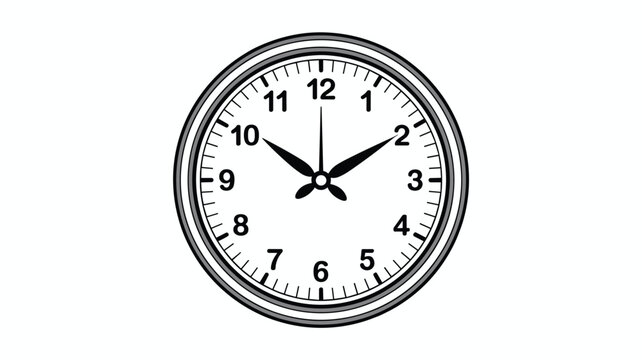 Simple white analog wall clock with black numbers and hands displaying approximately ten minutes past ten o'clock.