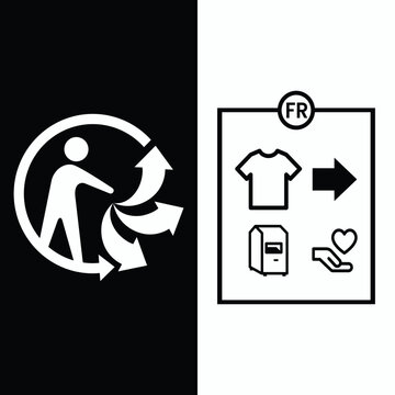 Triman vector with taxtile icons black-white