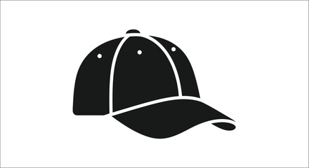 Fototapeta premium Baseball Cap Silhouette Black And White Graphic Design
