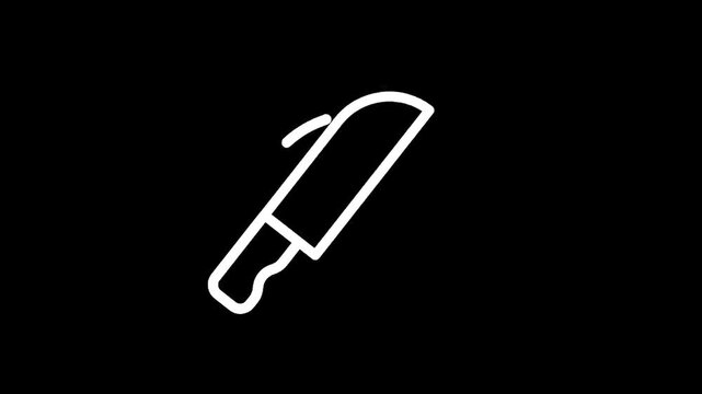 Simple white outline of a large knife on a black background