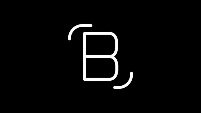 Minimalist white letter B logo on a stark black background, modern design