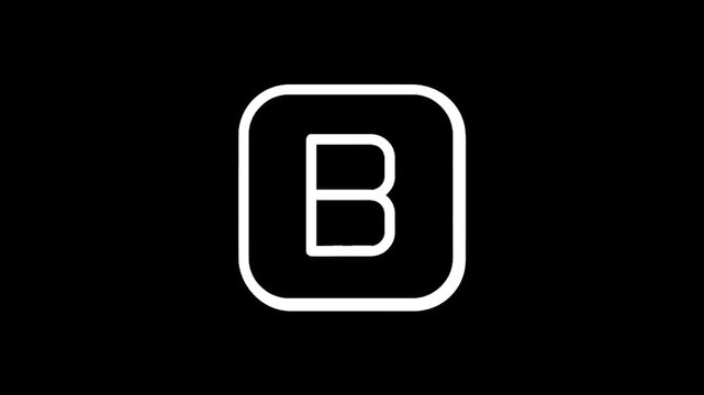 Minimalist white letter B inside a rounded square on a black background