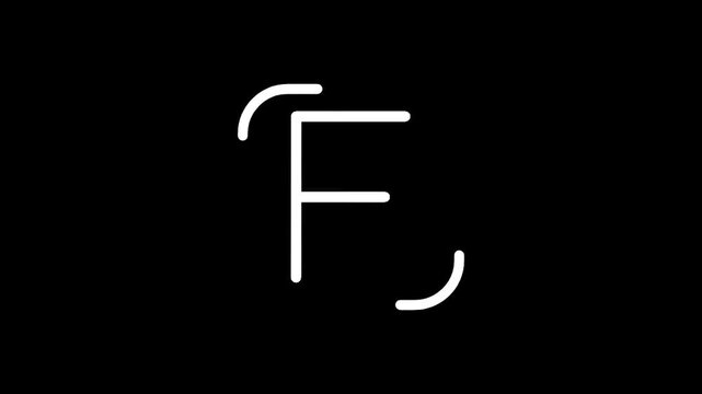 Minimalist white letter F on a stark black background, representing a simple, clean design concept