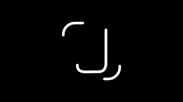 Minimalist white letter J with rounded bottom on a black background