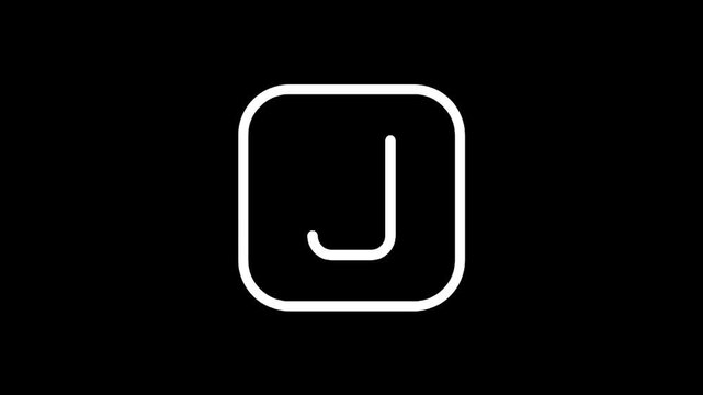 Minimalist white outline of a square bag with a flap and strap on a black background
