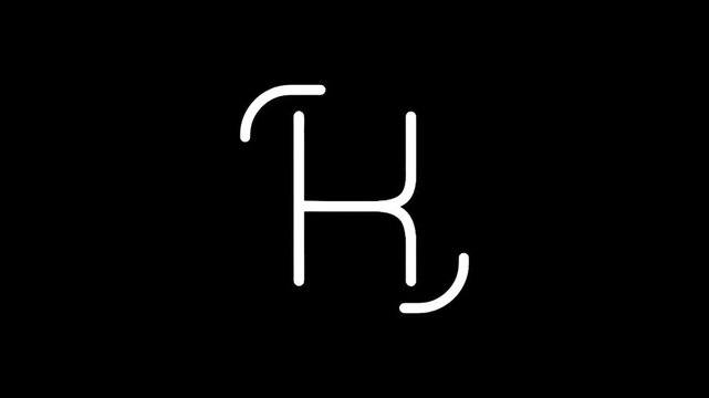 Minimalist white letter K logo on a stark black background with clean lines
