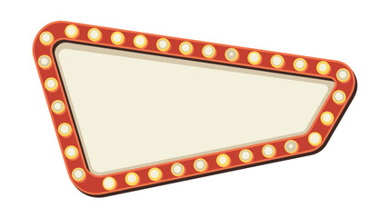 Fototapeta premium Empty vintage marquee sign with a retro red frame and glowing light bulbs waiting for your custom message or advertisement.