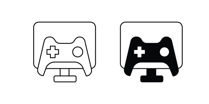 Playstation set icon with white background vector stock illustration