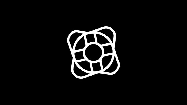 Abstract white lifebuoy symbol on a black background, representing safety and rescue