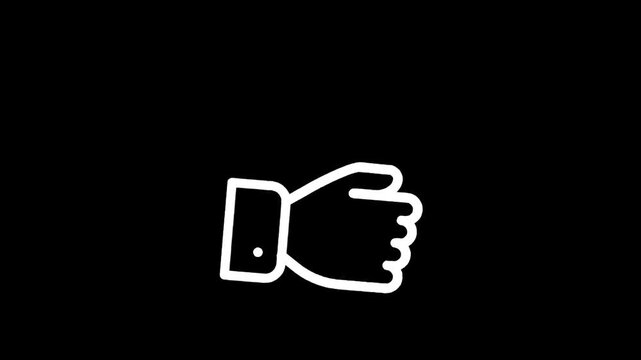 White outline of a fist with a cuff and button on a black background
