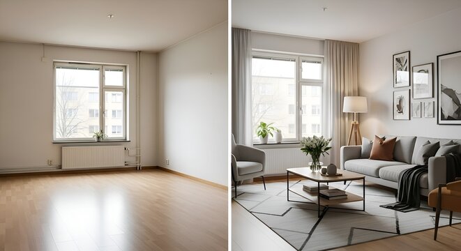 Before and After: Modern Living Room Transformation, Interior Design