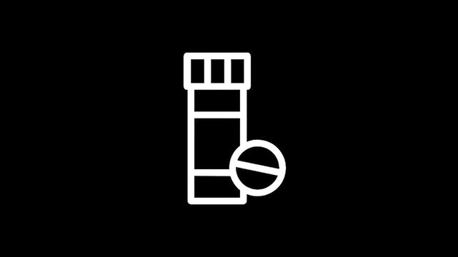 Simple line icon of a pill bottle with a crossed-out pill, symbolizing medication restriction