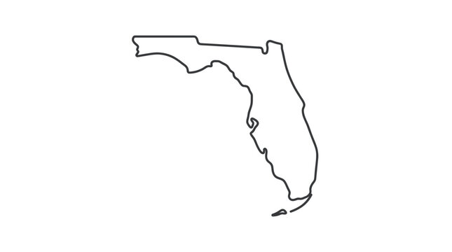 Minimalist black line outline of the state of florida