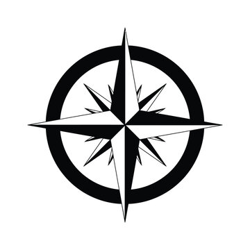 Black Nautical Compass Rose Symbol