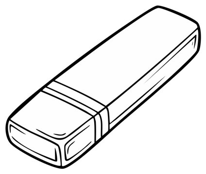 Classic eraser with a banded stripe, essential tool for correcting mistakes and erasing pencil marks, vector illustration