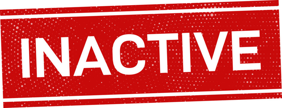 Distressed blue rubber stamp with the word 'inactive' status indication and cancellation concept
