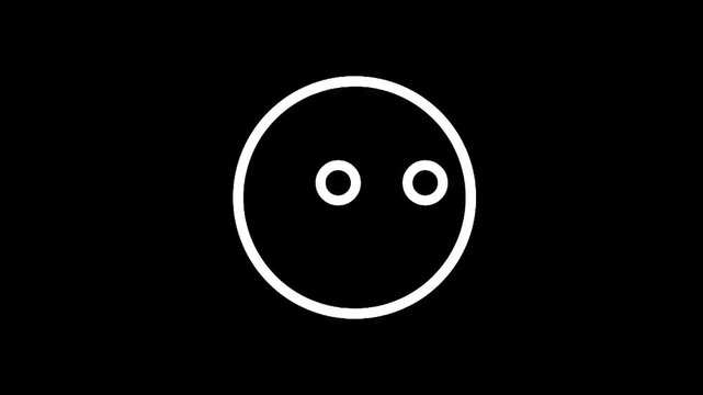 Minimalist white circle with two small circles for eyes on a black background