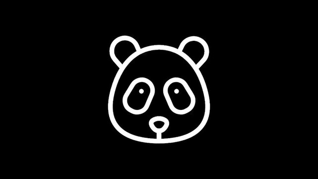 Simple white outline of a panda bear face on a black background, minimalist icon
