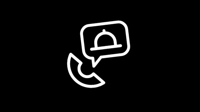Phone call icon with food dish symbol inside speech bubble for ordering food