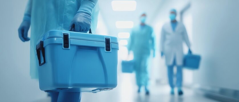 Healthcare professionals in sterile environment.