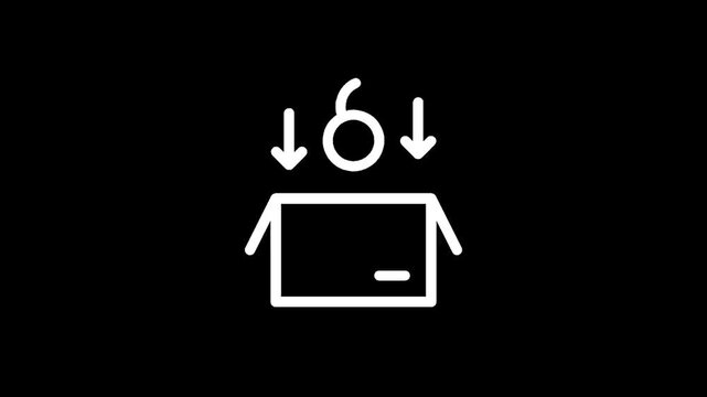 Simple icon of a cherry being dropped into an open box with arrows indicating downward motion