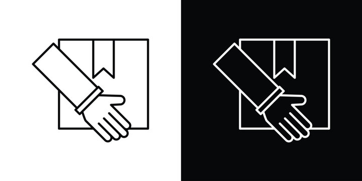 Hand holding box icon design collection logo vector illustration