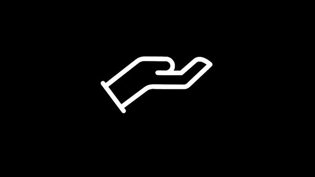 White open hand icon on a black background, symbolizing giving or receiving
