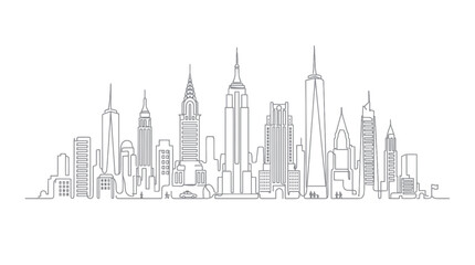 Obraz premium Minimalist new york city skyline panorama in continuous line art