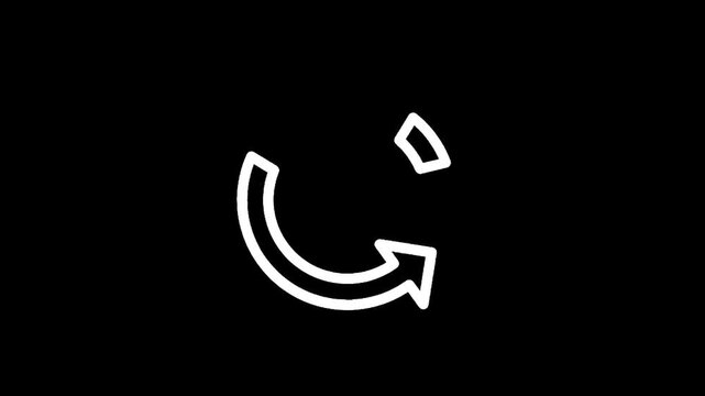 Simple white circular arrow icon with an arrowhead on a black background
