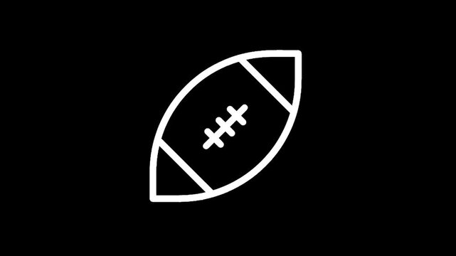 Simple white outline of an American football on a black background
