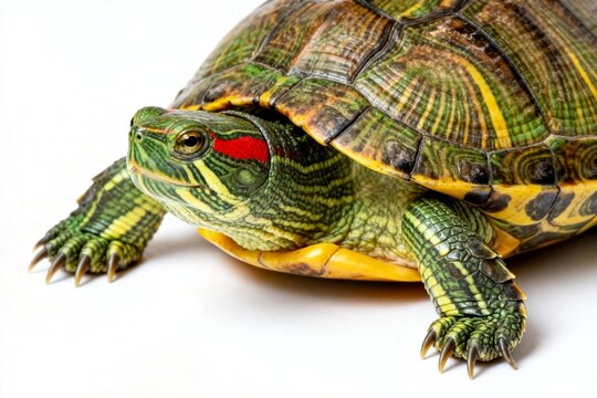 Close-up of a Colorful Red-eared Slider Turtle