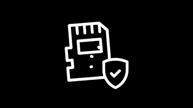 Secure data storage icon with a SIM card and shield, representing digital security and protection