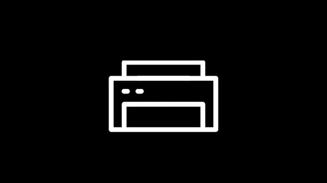 Simple line art icon of a printer with paper coming out of the top