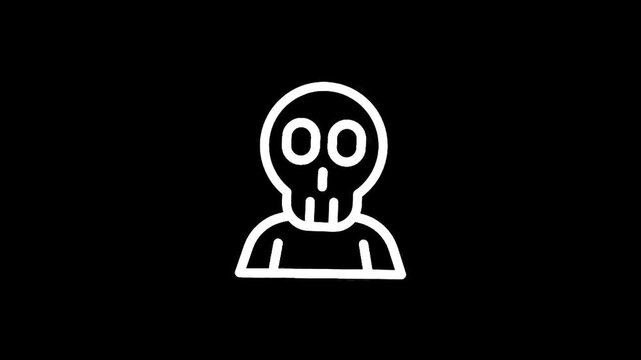Simple white skull icon on a black background, representing danger or death